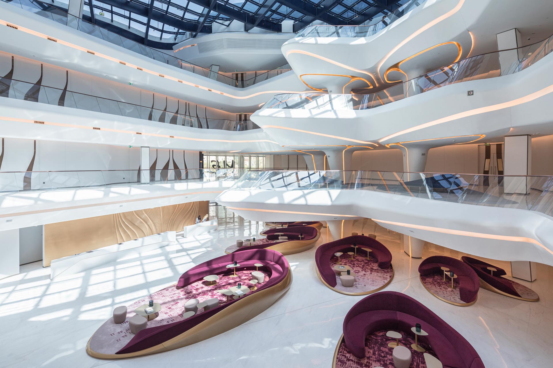 The lobby at ME Dubai by Zaha Hadid Architects