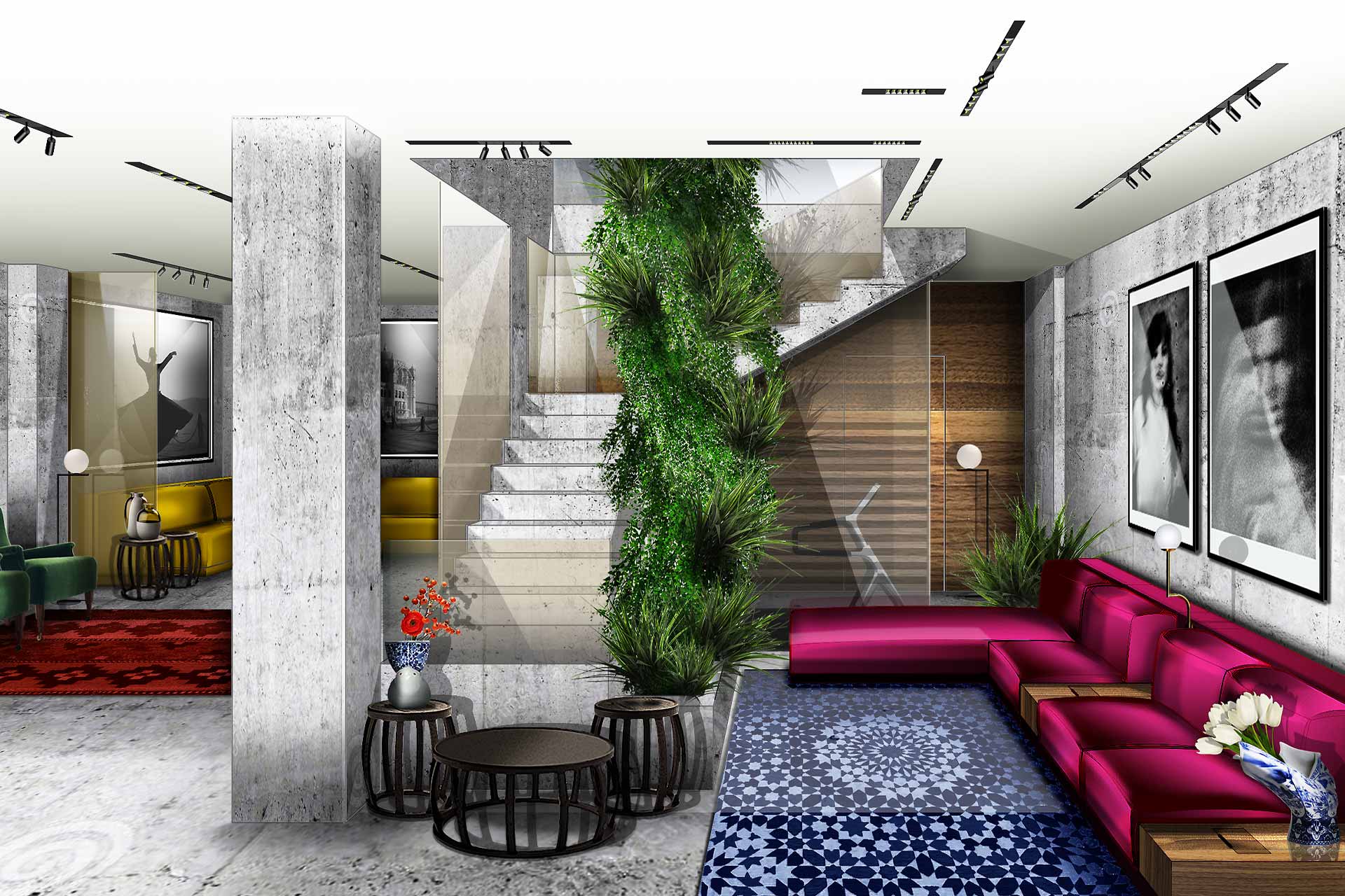 A rendering of a new seven-bedroom boutique guesthouse in Milan, Italy