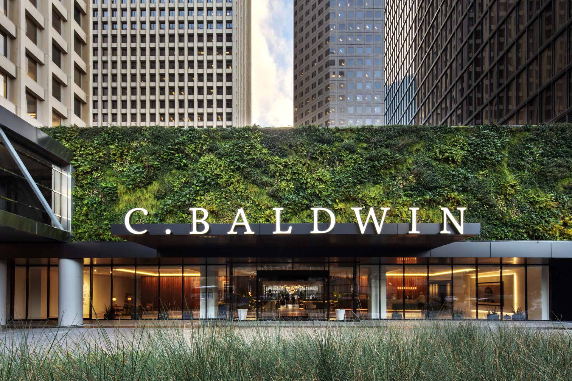 The exterior facade at C. Baldwin Hotel in Houston, Texas