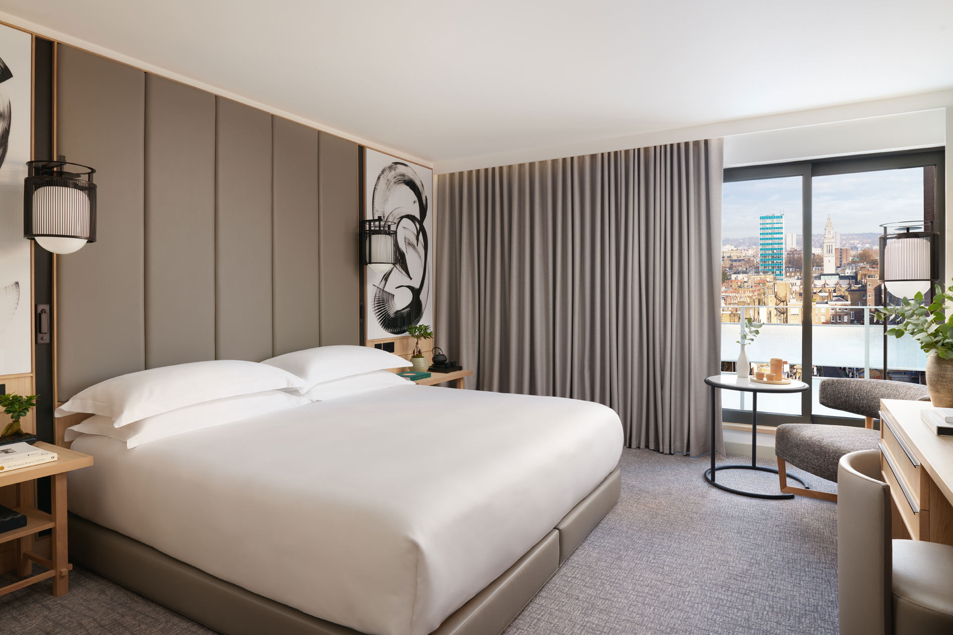 A guestroom at Nobu Hotel London Portman Square