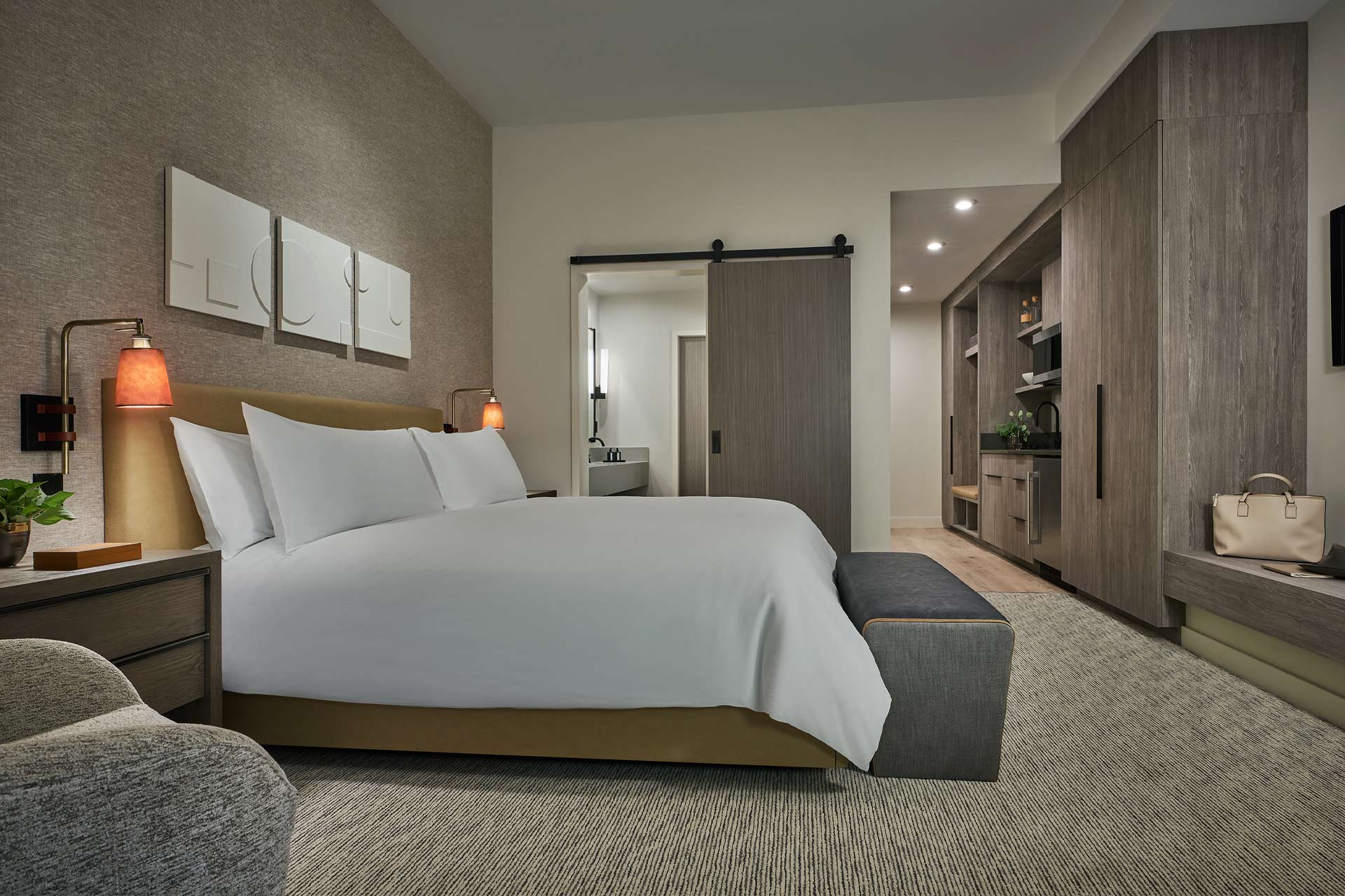 A guestroom at Pendry Park City in Utah