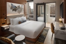 A rendering of a guestroom at Hotel Indigo NYC Downtown - Wall Street