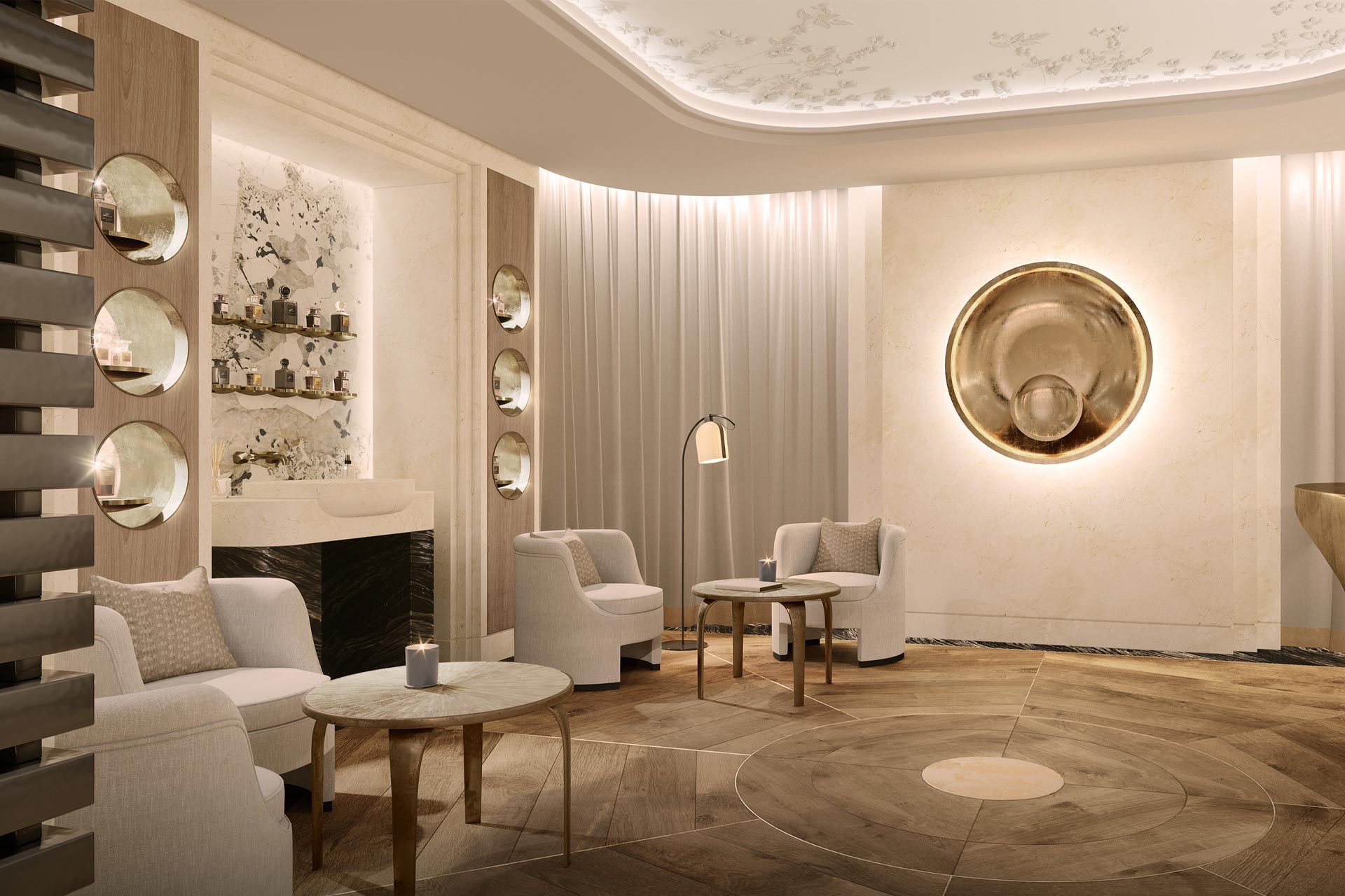 A rendering of the spa at Raffles London at The OWO