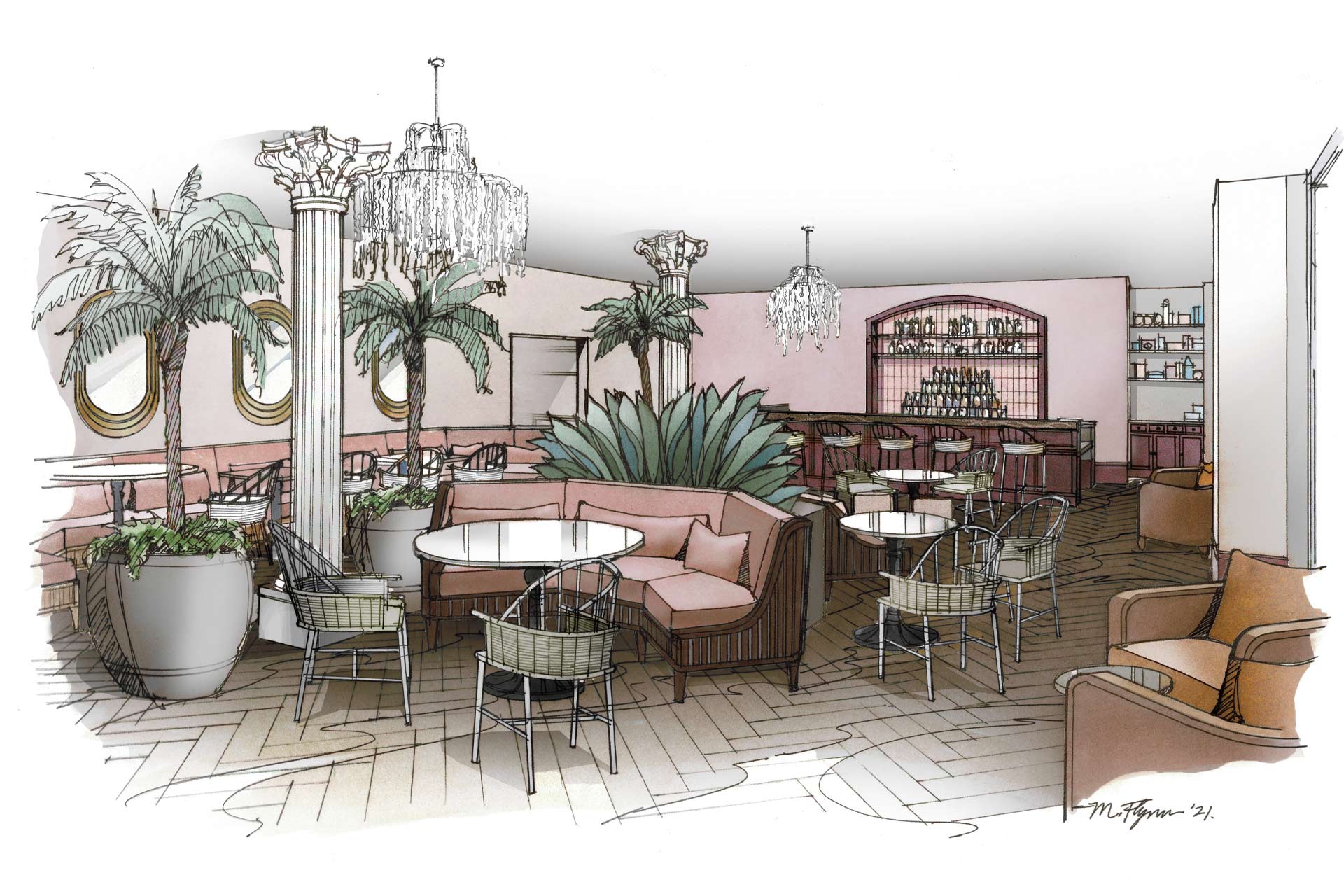 A rendering of The Aster, a new hotel and private members' club in Hollywood by Salt Hotels