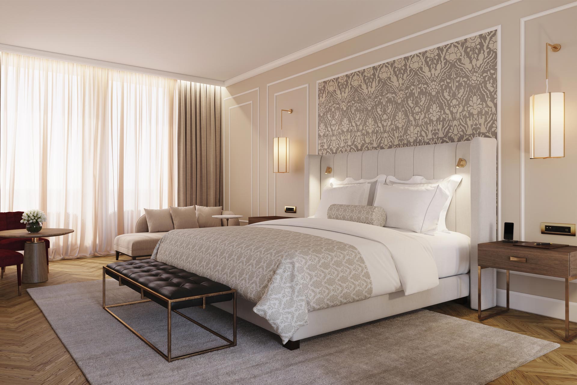 A rendering of a guestroom at Anantara Royal Vila Viçosa in Portugal