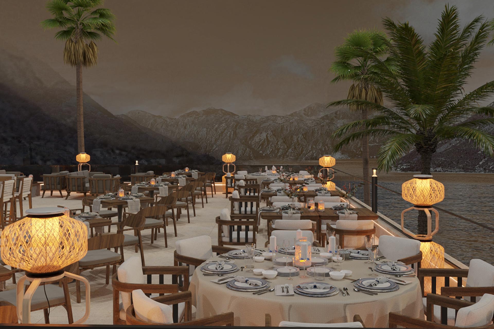 Hyatt Montenegro Restaurant Terrace with Mountain View